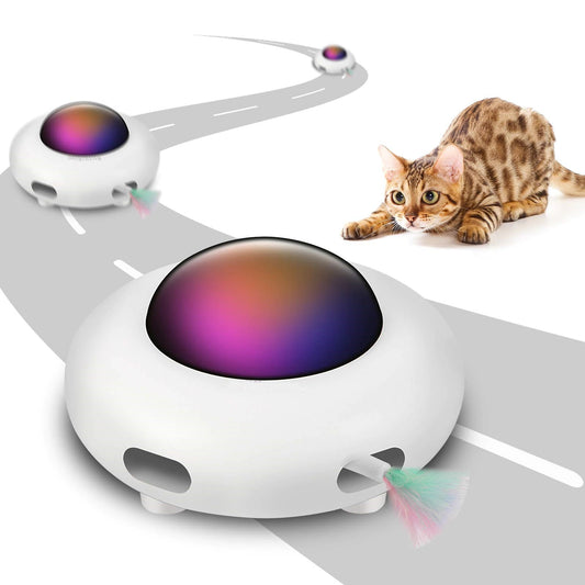 Automatic UFO Indoor Rotating Feather Cat Toy